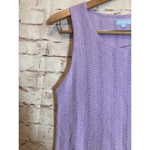 Burgess Top Women Large Silk Blend Lavender Open Knit Beachy Coquette Soft Girl - Picture 3 of 11